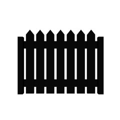 Isolated fence section silhouette on white background
