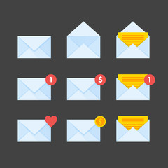 Mail envelope icons set vector illustration