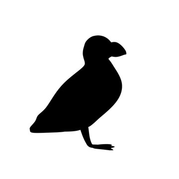 recommend clip art: Isolated puffin silhouette on white background