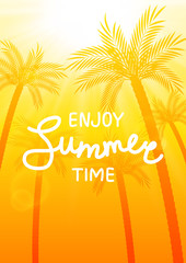 Obraz premium Summer background with palm trees silhouettes