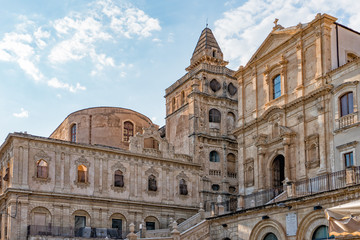 sicily noto baroque town view on sunny day