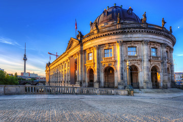 Architeture of Museum island and TV Tower in Berlin at dawn, Germany