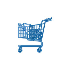 shopping cart full of social media items vector illustration
