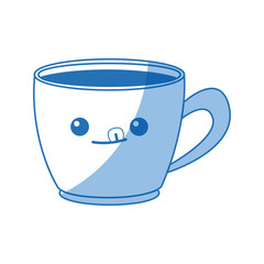 kawaii coffee cup beverage drink break office icon vector illustration