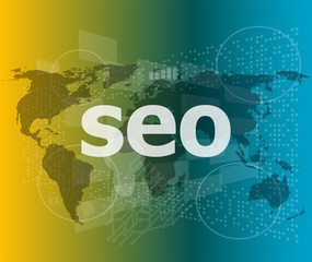 The word seo on digital screen, it concept