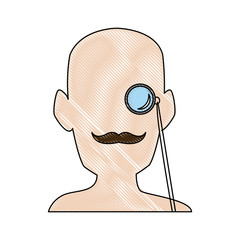 silhouette man portrait wear monocle vector illustration