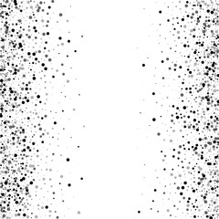 Dense black dots. Scattered frame with dense black dots on white background. Vector illustration.