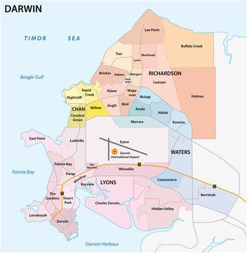 Darwin road,administrative and political map
