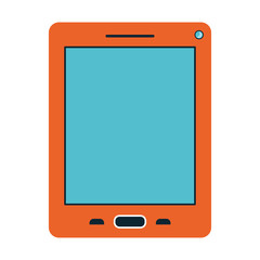white background with orange cover on tablet vector illustration
