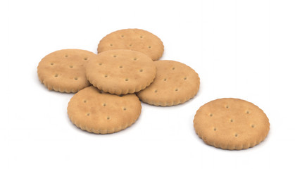 stack of square crackers isolated on white background. Dry cracker cookies isolated