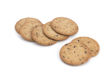 Dietary cookies, biscuits on white background