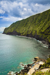 Fototapeta na wymiar Coast and cliffs near Nordeste on the island of Sao Miguel