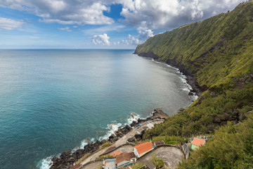 Obraz premium Coast and cliffs near Nordeste on the island of Sao Miguel
