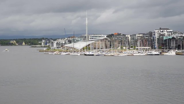 The Astrup Fearnley Museum of Modern Art building as seen from the Oslo Fjord