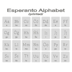 Set of monochrome icons with esperanto alphabet for your design