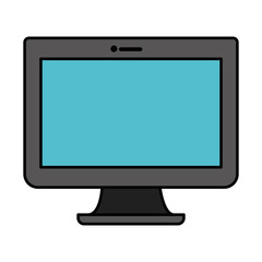 white background with blue lcd monitor with thick contour vector illustration