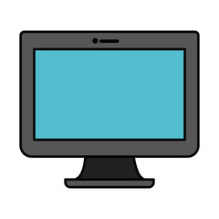 white background with blue lcd monitor with thick contour vector illustration