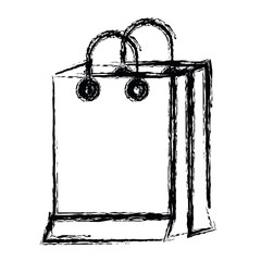 white background with monochrome blurred silhouette of shopping bag vector illustration