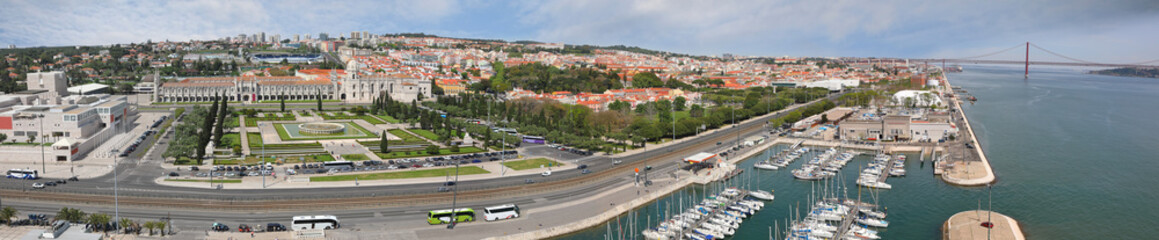 Fototapeta na wymiar Panoramic view of Belem district in Lisbon, Portugal