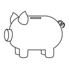 monochrome silhouette of moneybox in shape of pig vector illustration