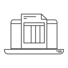 monochrome silhouette of laptop computer and billing sheet vector illustration