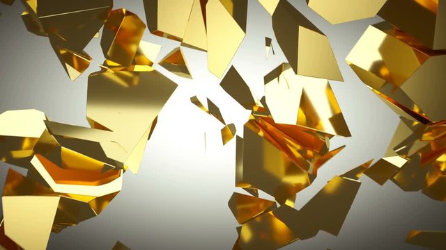 Golden wall shatter as financial crisis or decline concept. slow motion