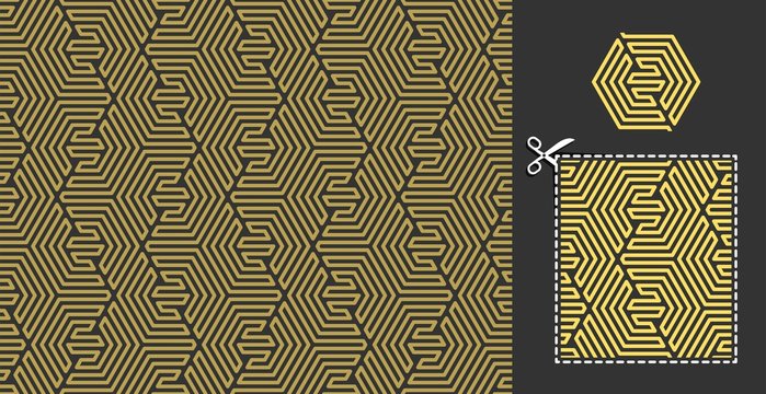 Geometric Pattern. Seamless ornament combined from hexagonal similar recurring elements.