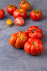 Fresh tomatoes in the foreground with copyspace
