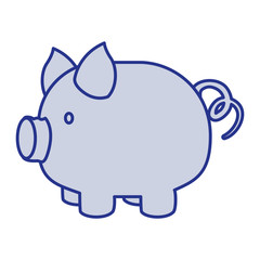 blue silhouette of piggy bank vector illustration