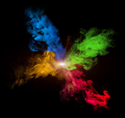 multicolor smoke on black background