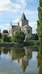 Fototapeta na wymiar church with reflection in river