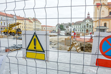 Restricted area, for the authorized personnel only. Construction site safety rules poster.