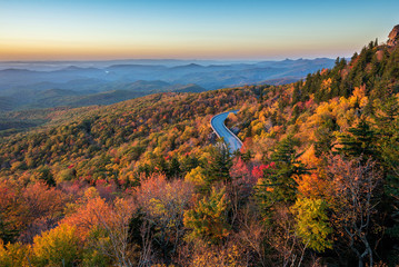 fall foliage along the blue ridge parkway in north carolina