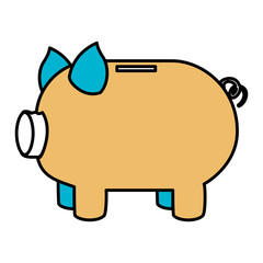 color sections silhouette of moneybox in shape of pig vector illustration