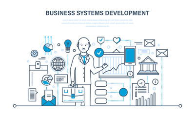 Fototapeta na wymiar Business systems development, analysis and research, marketing, planning, graph, strategy.