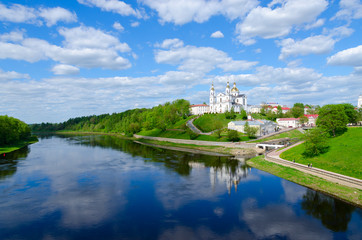 Fototapeta na wymiar Holy Dormition Cathedral on Uspensky mountain above Western Dvina, Vitebsk, Belarus