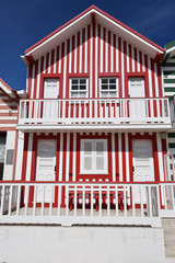 Striped colored houses, Costa Nova, Beira Litoral, Portugal, Europe