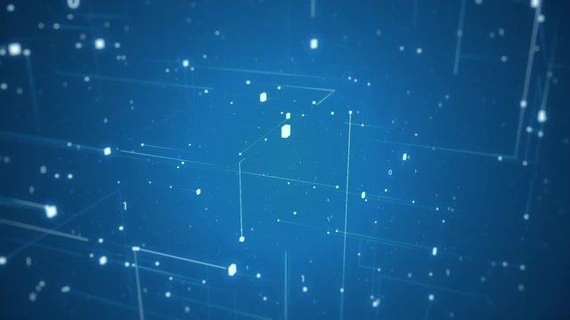 Abstract Network Background. This is abstract technological animation of futuristic grid. Perfect for any type of videos dealing with scientific festivals,  hi-tech projects, sci-fi movies.