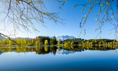 Lake Schwarzsee in Kitzbühel in spring, Tyrol, Austria