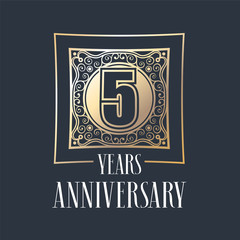 5 years anniversary vector icon, logo