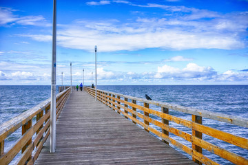 Obraz premium The pier on the shoreline of Zelenogradsk in Kaliningradskay region of Russia
