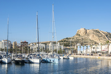 Fototapeta na wymiar Yacht marine port on Alicante, Costa Blanca, Spain