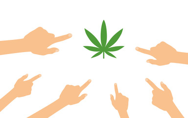 Hände zeigen auf - Cannabis