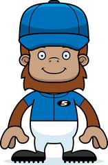 Cartoon Smiling Baseball Player Sasquatch