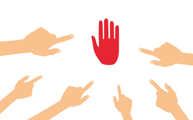 Obraz premium Hände zeigen auf - Handfläche - Warnung