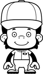 Cartoon Smiling Baseball Player Chimpanzee