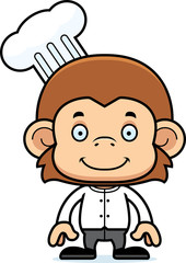 Cartoon Smiling Chef Monkey