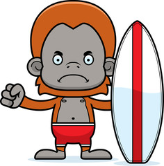 Cartoon Angry Surfer Orangutan