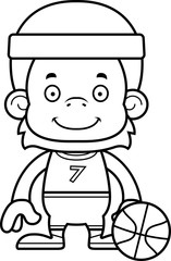 Cartoon Smiling Basketball Player Orangutan