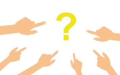 Hände zeigen auf - Fragezeichen - FAQ